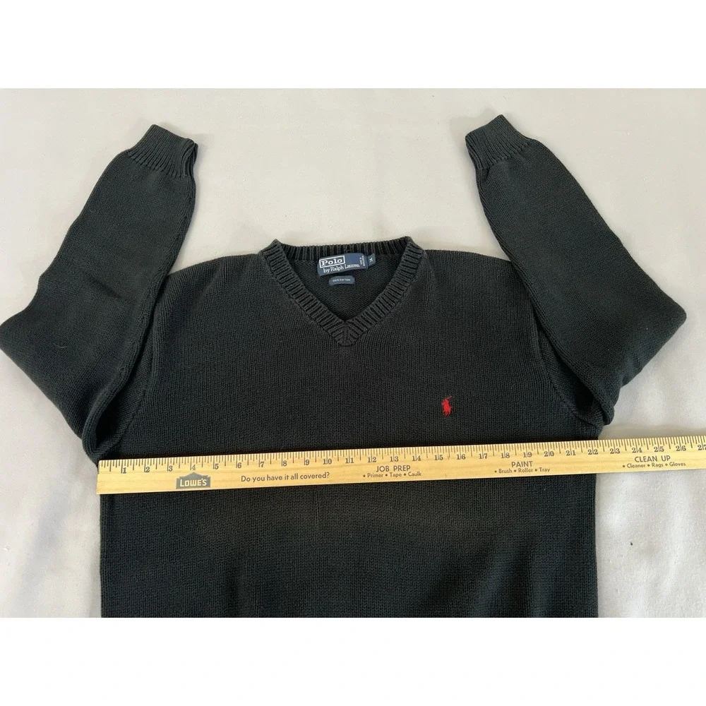 Vintage‎ Polo Ralph Lauren Knitted Sweater V-Neck Black Men's Size Medium